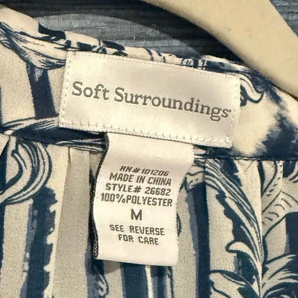 Soft Surroundings Button Shirt Blouse Medium Cream Blue - Picture 4 of 7
